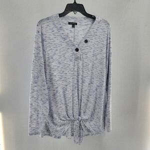 Lane Bryant Blue and White Long Sleeve Knit Top
